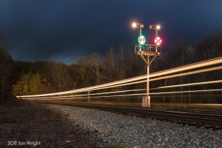 CAROTHERS STREAKING: A westbound lights up B&O in April, 2011